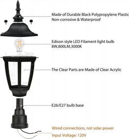 img 2 attached to 2-Pack FUDESY Outdoor Post Lights - LED Electric Exterior Lamp Post Light Fixture With Pier Mount Base