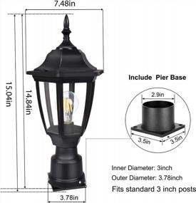 img 3 attached to 2-Pack FUDESY Outdoor Post Lights - LED Electric Exterior Lamp Post Light Fixture With Pier Mount Base
