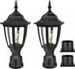 2-pack fudesy outdoor post lights - led electric exterior lamp post light fixture with pier mount base logo
