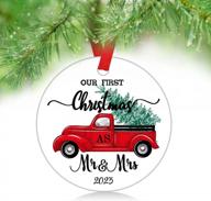 2023 mr and mrs our first christmas married wedding ornament decoration 3 logo