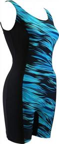 img 3 attached to Adoretex Women'S One Piece Water Aerobics Unitard Boyleg Swimsuit With Scoop Back