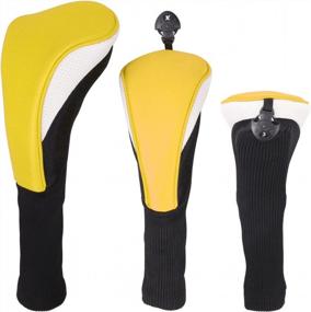 img 1 attached to Protect Your Golf Clubs In Style With Black Head Covers Set For All Fairway And Driver Clubs
