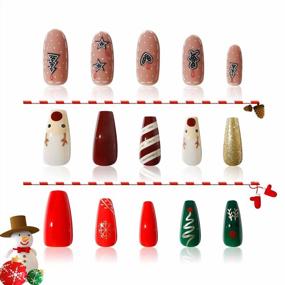 img 4 attached to Набор из 75 акриловых накладных ногтей для женщин и девочек DIY Nail Art с длительным нажатием на ногти, украшением рук и уникальным дизайном - Miraga