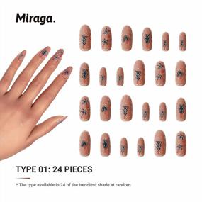 img 3 attached to Набор из 75 акриловых накладных ногтей для женщин и девочек DIY Nail Art с длительным нажатием на ногти, украшением рук и уникальным дизайном - Miraga