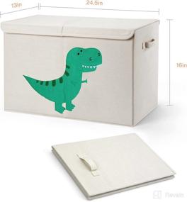 img 3 attached to MaidMAX Large Box Chest Storage Bin 24.5 * 13 * 16 inch - Collapsible Storage Organizer 🦕 with Lid and Handles - Playroom Bedroom Animal Pattern, Ideal for Boys, Girls, Toddlers, and Pets - Dinosaur Design