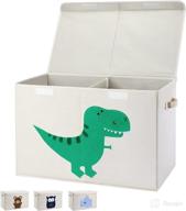 maidmax large box chest storage bin 24.5 * 13 * 16 inch - collapsible storage organizer 🦕 with lid and handles - playroom bedroom animal pattern, ideal for boys, girls, toddlers, and pets - dinosaur design logo