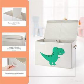 img 2 attached to MaidMAX Large Box Chest Storage Bin 24.5 * 13 * 16 inch - Collapsible Storage Organizer 🦕 with Lid and Handles - Playroom Bedroom Animal Pattern, Ideal for Boys, Girls, Toddlers, and Pets - Dinosaur Design