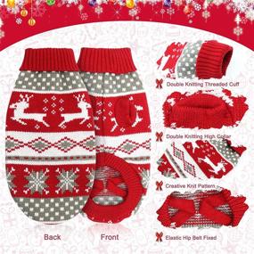 img 2 attached to 🎄 HYLYUN 2-Pack Cat Christmas Sweaters - Reindeer and Snowflake Patterns for Kitties and Small Dogs M