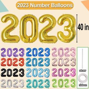 img 3 attached to Большие красные воздушные шары из майларовой фольги - 40-дюймовые воздушные шары с цифрами 2023 года идеально подходят для новогодних вечеринок и выпускных украшений в 2023 году