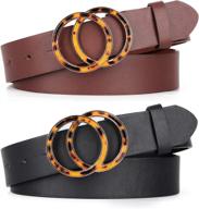 women's double circle buckle leather accessories for fashion belts логотип