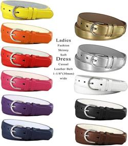 img 2 attached to 👗 Medium Women's Accessories: Solid Leather Skinny Belts with Adjustable Fit