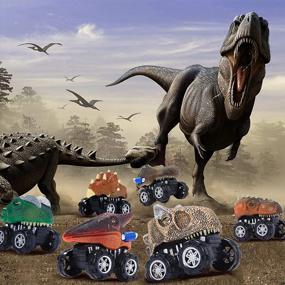 img 1 attached to 8 Pack Pull Back Dinosaur Toy Cars For Boys Age 3-5 - Vdealen Dino Toys & Games With T-Rex