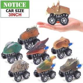 img 3 attached to Набор из 8 игрушечных машинок-динозавров для мальчиков 3-5 лет - Vdealen Dino Toys &amp; Games With T-Rex