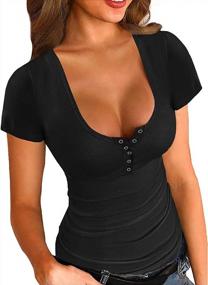 img 4 attached to Flaunt Your Figure With YSLMNOR Tight Slim Fitted Tee Shirts - Sexy Tops For Women