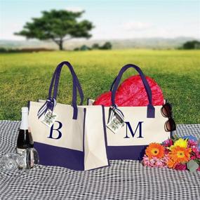 img 2 attached to Monogram Cotton Canvas Personalized Letter Women's Handbags & Wallets via Totes
