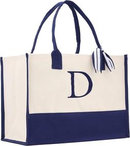 img 4 attached to Monogram Cotton Canvas Personalized Letter Women's Handbags & Wallets via Totes