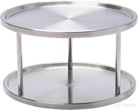 img 4 attached to 🔄 Efficient 2 Tier Stainless Steel Lazy Susan Turntable Organizer - 360 Degree Rotation for Kitchen, Bathroom, Bedroom & More