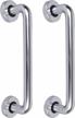 skandh 9 inch pipe aluminum barn door pull handle, industrial rustic stair handrail, grab bar for sliding door, gate, garage - (pack of 2), polish anodized finish logo