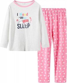 img 4 attached to Girls Cat Pajamas 12-18 Big Kids Long Sleeve Pant Sleepwear 2PCS Set