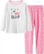 girls cat pajamas 12-18 big kids long sleeve pant sleepwear 2pcs set logo