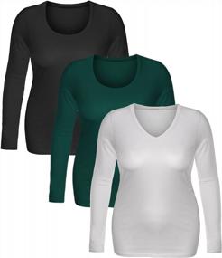 img 3 attached to Women'S Junior And Plus Size Scoop Neck Tshirt - Emmalise Long Sleeve Tee