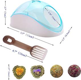 img 3 attached to 🐹 Enhanced PStarDMoon Hamster Sand Bath: Transparent Toilet with Sand & Scoop, 4 Flower Grass Balls, and Chew Toys – Cage Accessories for Small Pet Animals
