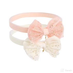 img 4 attached to 🌸 Delicate Baby Elastic Chiffon Flower Headbands: Hand-Sewn Mesh Lace Bow for Princess Girls' Floral Headwear