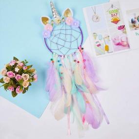 img 2 attached to QtGirl Unicorn Dream Catcher Feather Wall Decor: Vibrant Flower Dream Catcher for Girls Bedroom – Stunning Flower Wall Hanging Decoration