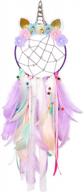 qtgirl unicorn dream catcher feather wall decor: vibrant flower dream catcher for girls bedroom – stunning flower wall hanging decoration логотип