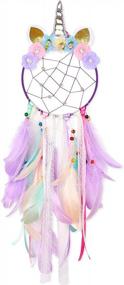img 4 attached to QtGirl Unicorn Dream Catcher Feather Wall Decor: Vibrant Flower Dream Catcher for Girls Bedroom – Stunning Flower Wall Hanging Decoration