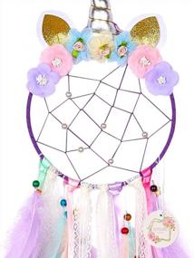 img 3 attached to QtGirl Unicorn Dream Catcher Feather Wall Decor: Vibrant Flower Dream Catcher for Girls Bedroom – Stunning Flower Wall Hanging Decoration