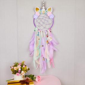 img 1 attached to QtGirl Unicorn Dream Catcher Feather Wall Decor: Vibrant Flower Dream Catcher for Girls Bedroom – Stunning Flower Wall Hanging Decoration