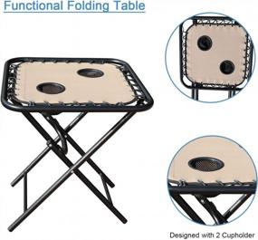 img 2 attached to GoldSun 3-Piece Zero Gravity Chair &amp; Table Set - Складные шезлонги для патио на открытом воздухе, регулируемые кресла и складные столы-стулья для дворов, веранд, у бассейна и качелей (бежевый)