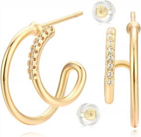 img 4 attached to Позолоченные C-образные серьги-кольца с толстым дизайном бесконечности - простой гипоаллергенный ювелирный подарок для женщин от LOYATA из 14-каратного золота