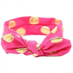 img 2 attached to Gold Dots Bronzing Headband Cotton Turban Hair Bow for Baby Girls - JA60 (White Pink)