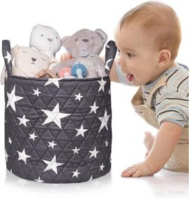 img 4 attached to 🌙 Starry Night Baby Cotton Storage Basket: Reversible, Nursery Essential for Lulu Moon, Foldable & Machine Washable