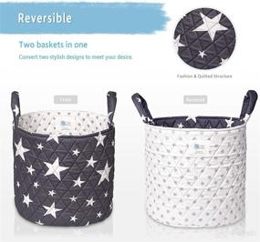 img 3 attached to 🌙 Starry Night Baby Cotton Storage Basket: Reversible, Nursery Essential for Lulu Moon, Foldable & Machine Washable