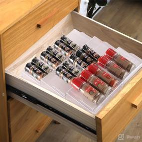 img 2 attached to Efficient YCOCO 3 Tier Expandable Spice Rack: Perfect Kitchen Countertop, Cabinet and Pantry Organizer for Slanted Spice Bottle Storage Tray, Clear Plastic Shelf for Condiments