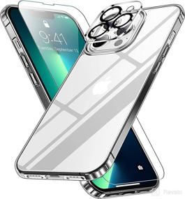 img 4 attached to 📱 SPIDERCASE 3 in 1 iPhone 13 Pro Max Case: Crystal Clear, Tempered Glass Screen Protectors, Camera Lens Protectors, Slim Thin (Black)