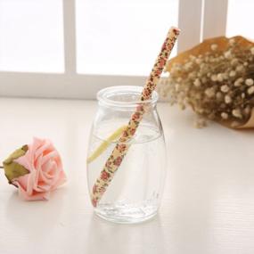 img 1 attached to Бумажные соломинки Jumbo с цветочным принтом идеально подходят для свадеб, вечеринок и поделок!
