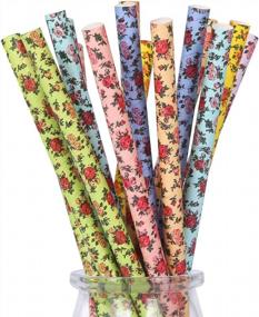 img 4 attached to Jumbo Floral Paper Straws - Perfect For Weddings, Parties, And Crafts!