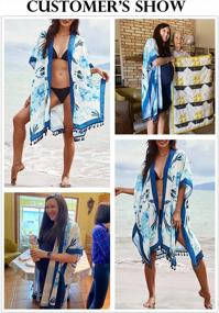 img 3 attached to Stylish Printed Kimono Cardigan For Women: Tassel Casual Beach Cover-Up For Summer Fashion