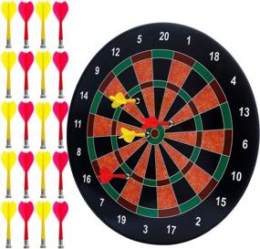 img 4 attached to BETTERLINE Magnetic Dartboard Set - 16 Inch Dart Board With 6 Strong Magnet Darts For Kids And Adults - Gift For Game Room, Office, Man Cave And Parties
