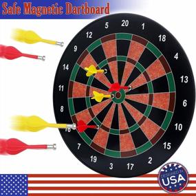 img 3 attached to BETTERLINE Magnetic Dartboard Set - 16 Inch Dart Board With 6 Strong Magnet Darts For Kids And Adults - Gift For Game Room, Office, Man Cave And Parties