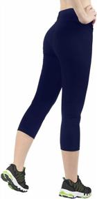 img 1 attached to 4HOW Womens High Waisted Yoga Capri Leggings Cotton Spandex Workout 3/4 Pants