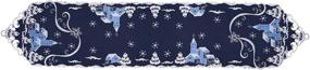 img 1 attached to Navy Blue Table Runner For Christmas: Embroidered 14X108In Village In Snowy Winter Night