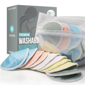 img 4 attached to 🤱 Premium Organic Bamboo Nursing Breast Pads -10 Washable Contoured Nursing Pads for Breastfeeding - Reusable Nipple Covers for Breastfeeding Moms (Pastel Colours, Large)