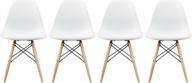 набор из 4 белых пластиковых обеденных стульев с ножками из натурального дерева - современный дизайн, без подлокотников и спинки логотип