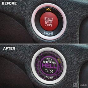 img 3 attached to 🚀 TOOLEPIC Engine Start Stop Button Overlay Sticker - Plum Crazy Purple - Compatible with Dodge Ram 1500 Challenger Charger Durango Accessories 2015-2022 - Push to Release Hell Badge Unique Style - Ideal for Decals