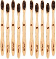 🌱 compostable bamboo toothbrushes with charcoal bristles - eco-friendly, natural, vegan, biodegradable (pack of 10) logo